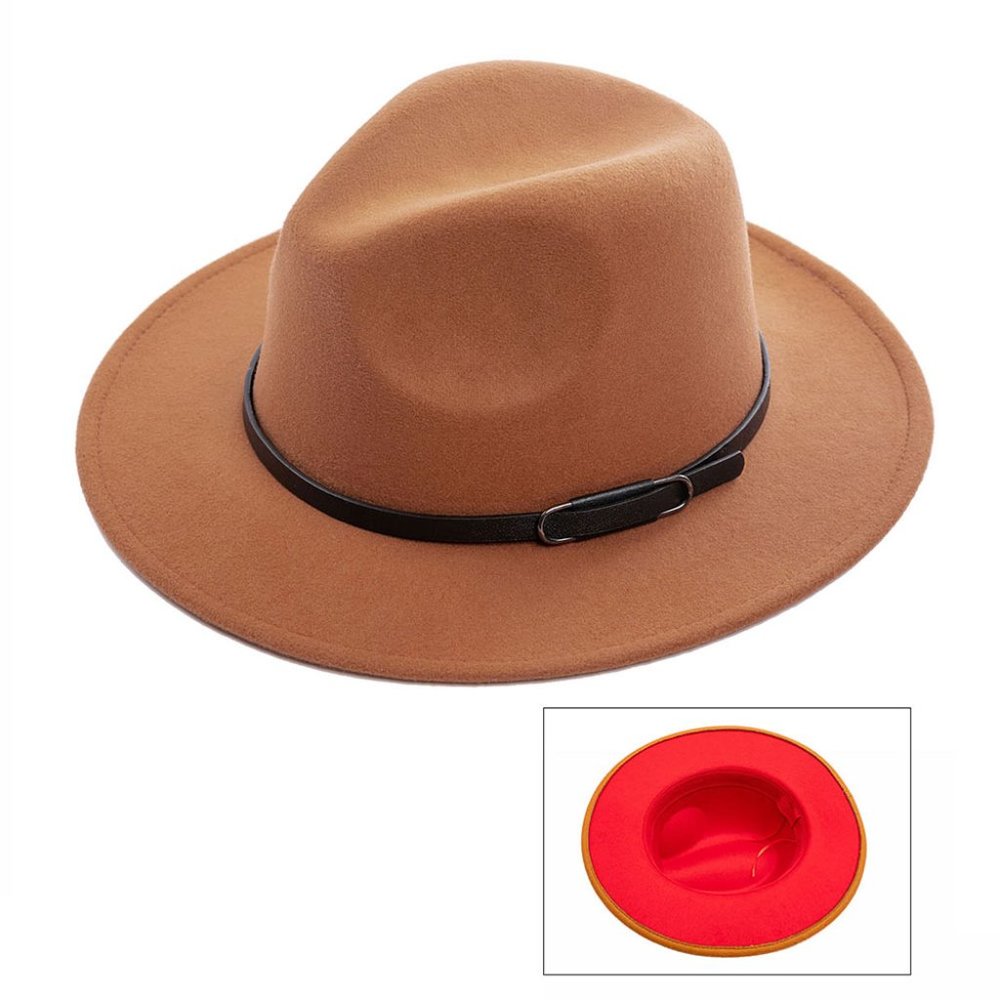 Khaki Panama Hat W/ Faux Leather Band